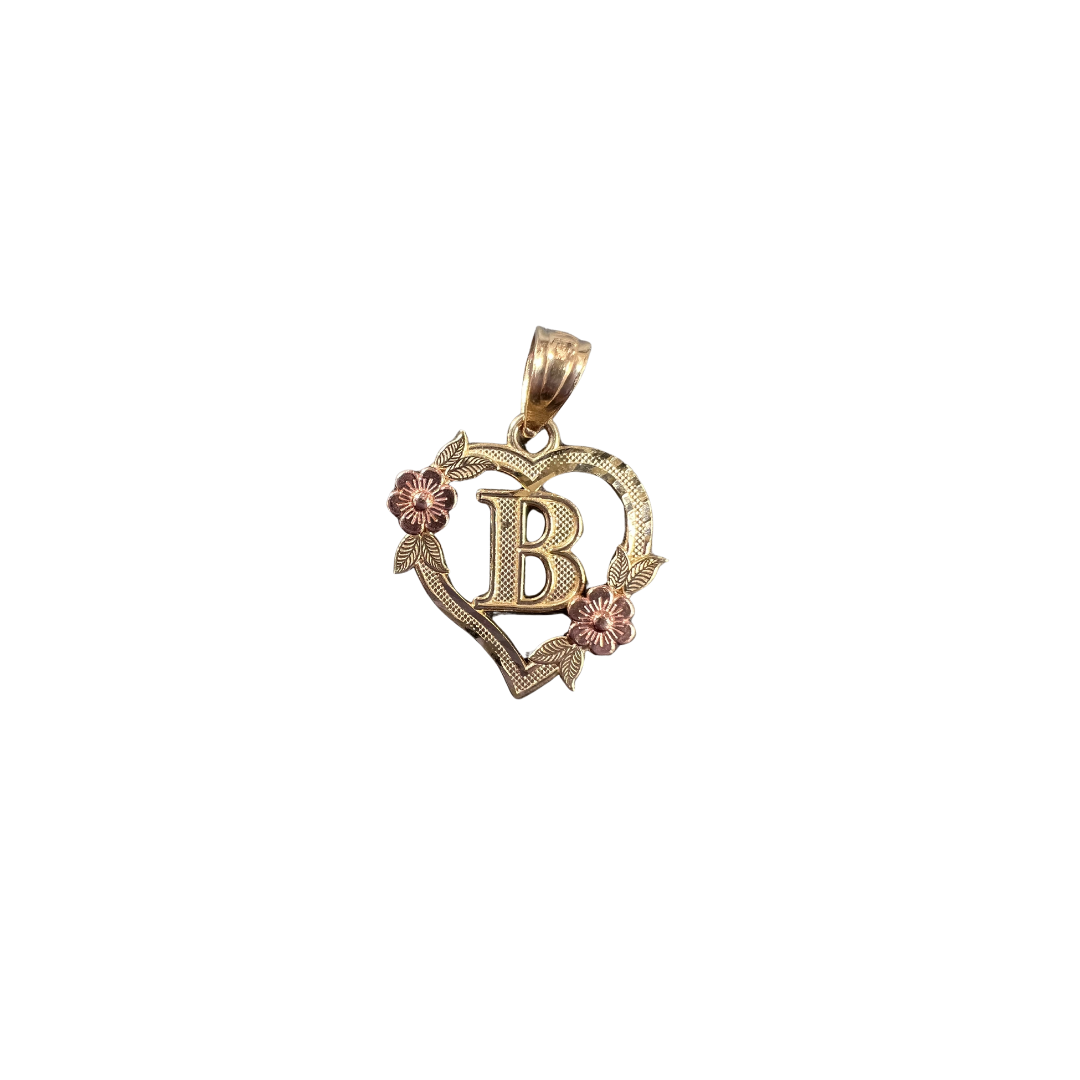 10ky 14ky initial letter B pendant heart | GoldBar San Bernardino