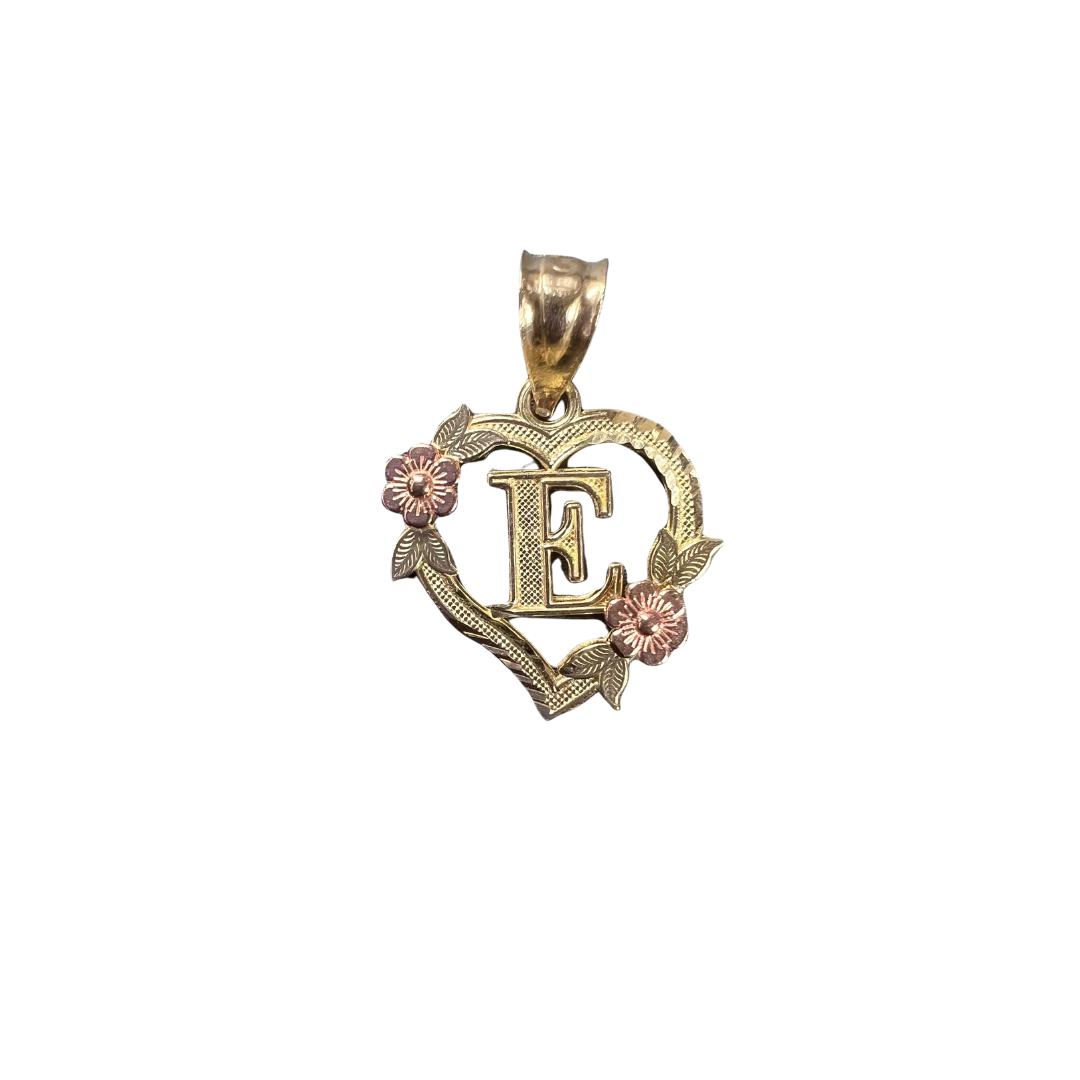 10ky 14ky initial letter E pendant heart | GoldBar San Bernardino