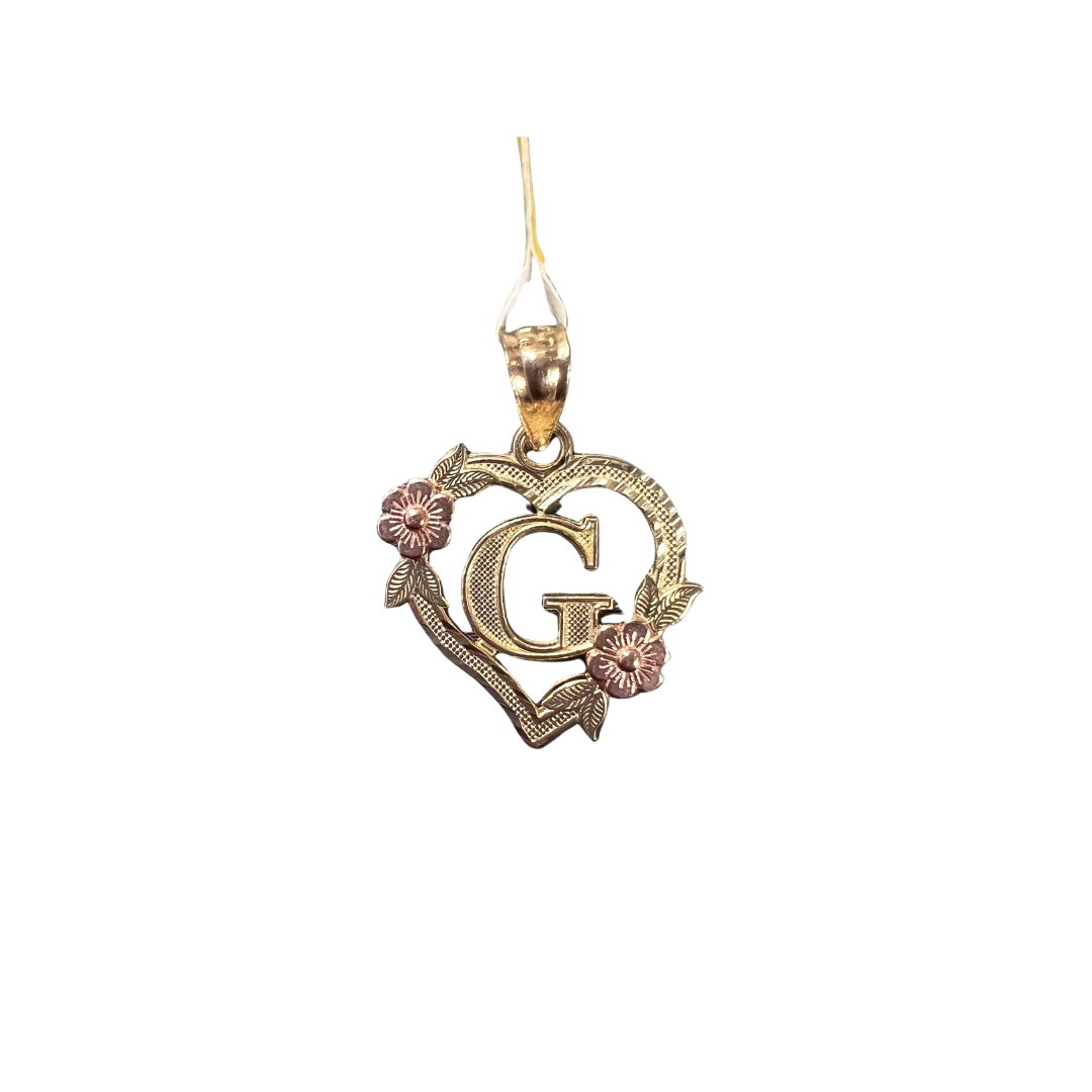 10ky 14ky initial letter G pendant heart | GoldBar San Bernardino