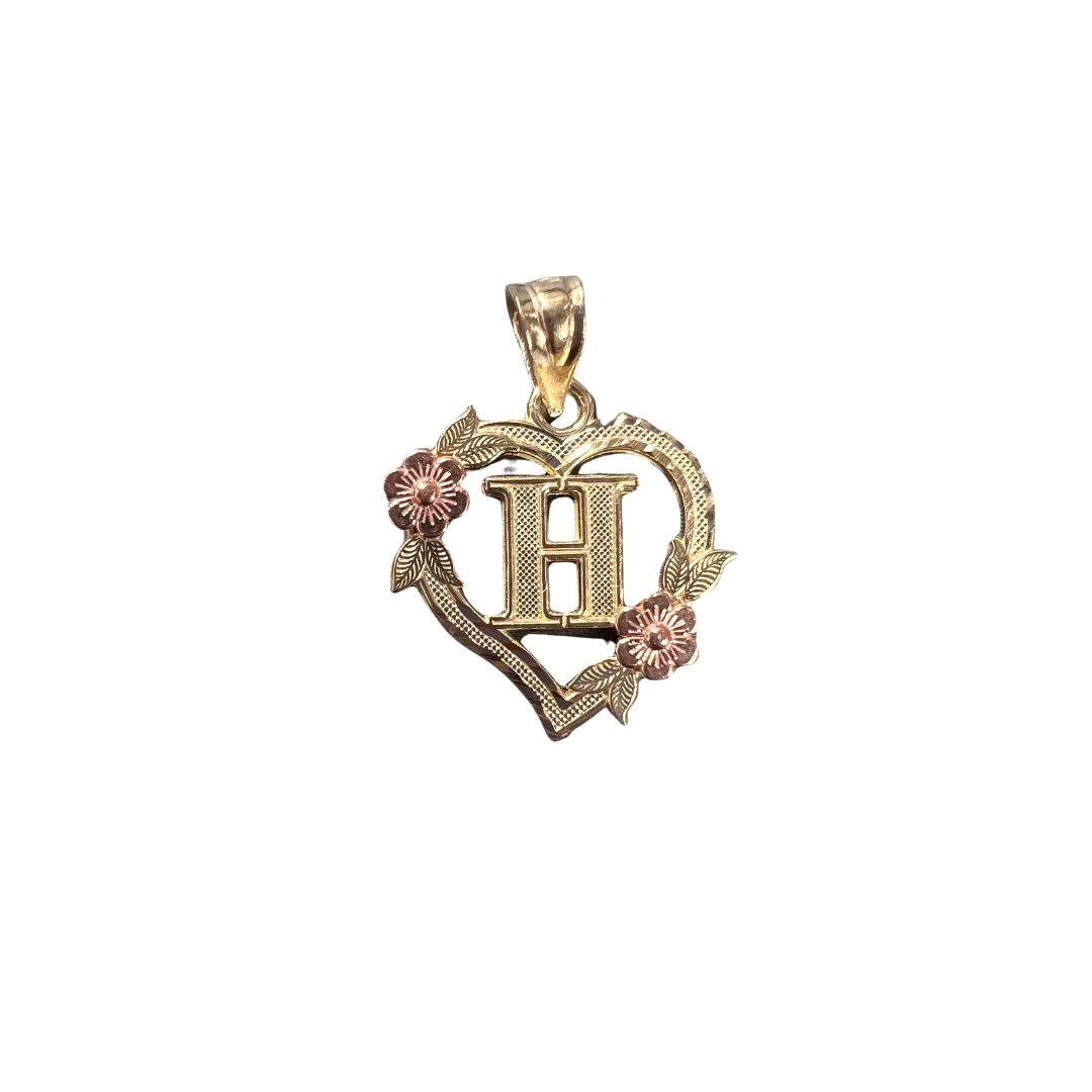 10ky 14ky initial letter H pendant heart | GoldBar San Bernardino
