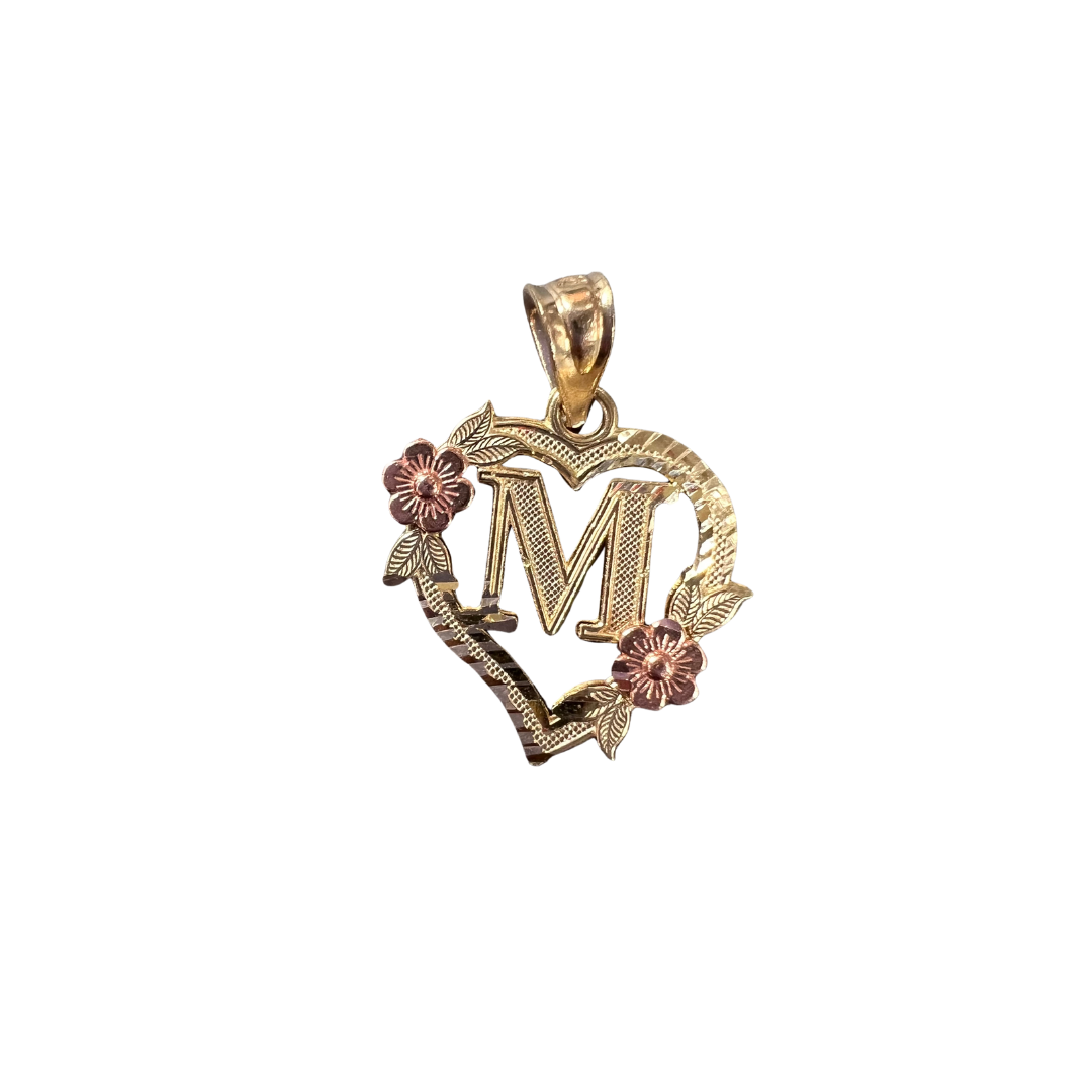 10ky 14ky initial letter M pendant heart | GoldBar San Bernardino