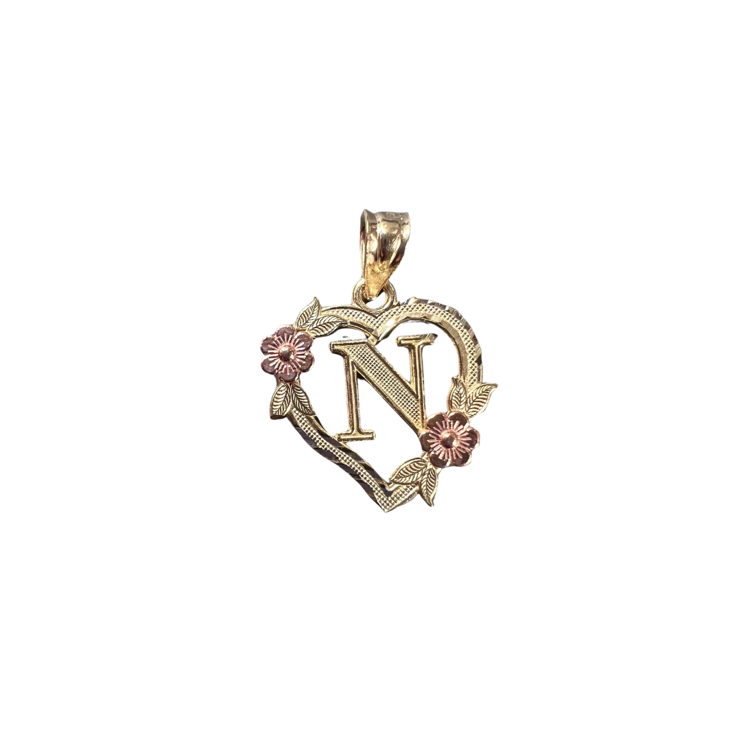 10ky initial letter N pendant heart | GoldBar San Bernardino