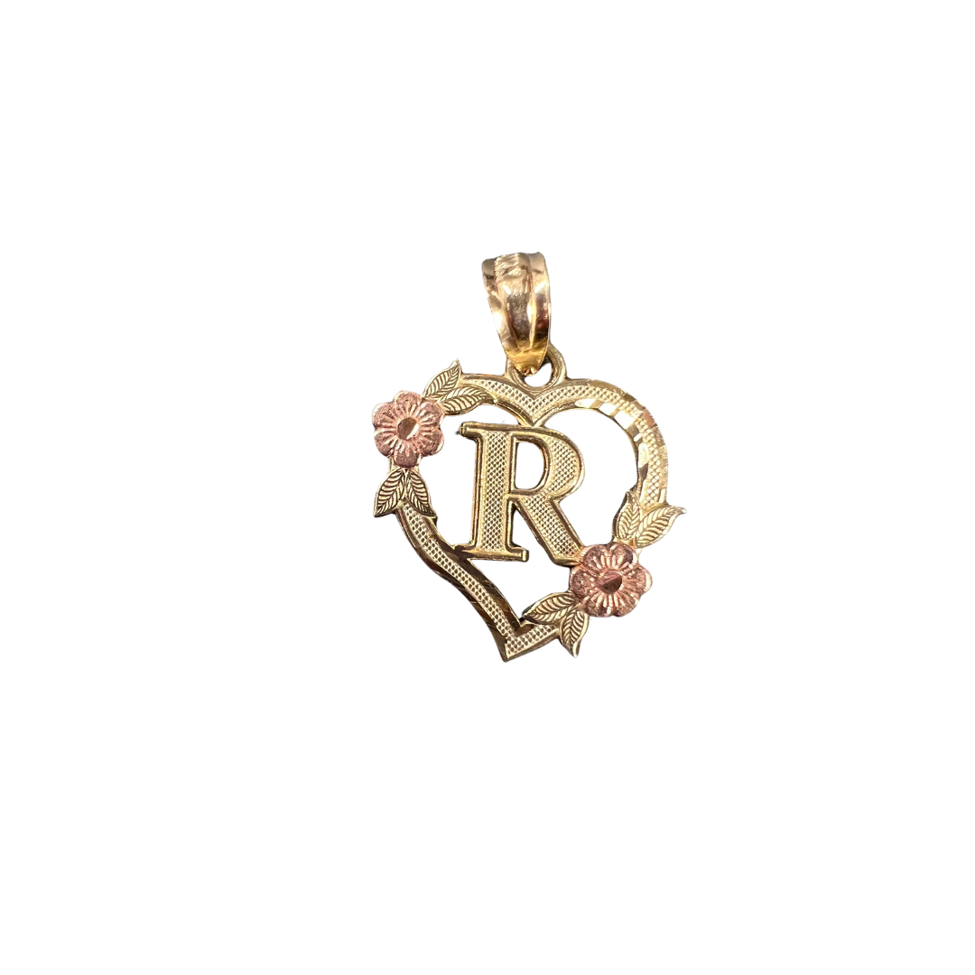 10ky initial letter R pendant heart | GoldBar San Bernardino