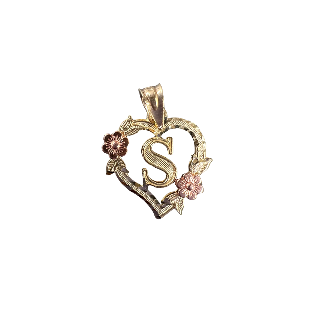 10ky initial letter S pendant heart | GoldBar San Bernardino