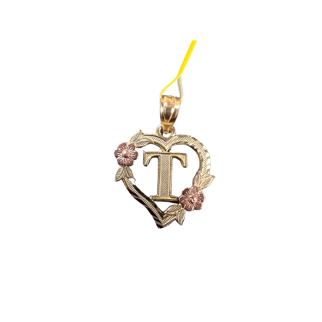 10ky initial letter T pendant heart | GoldBar San Bernardino
