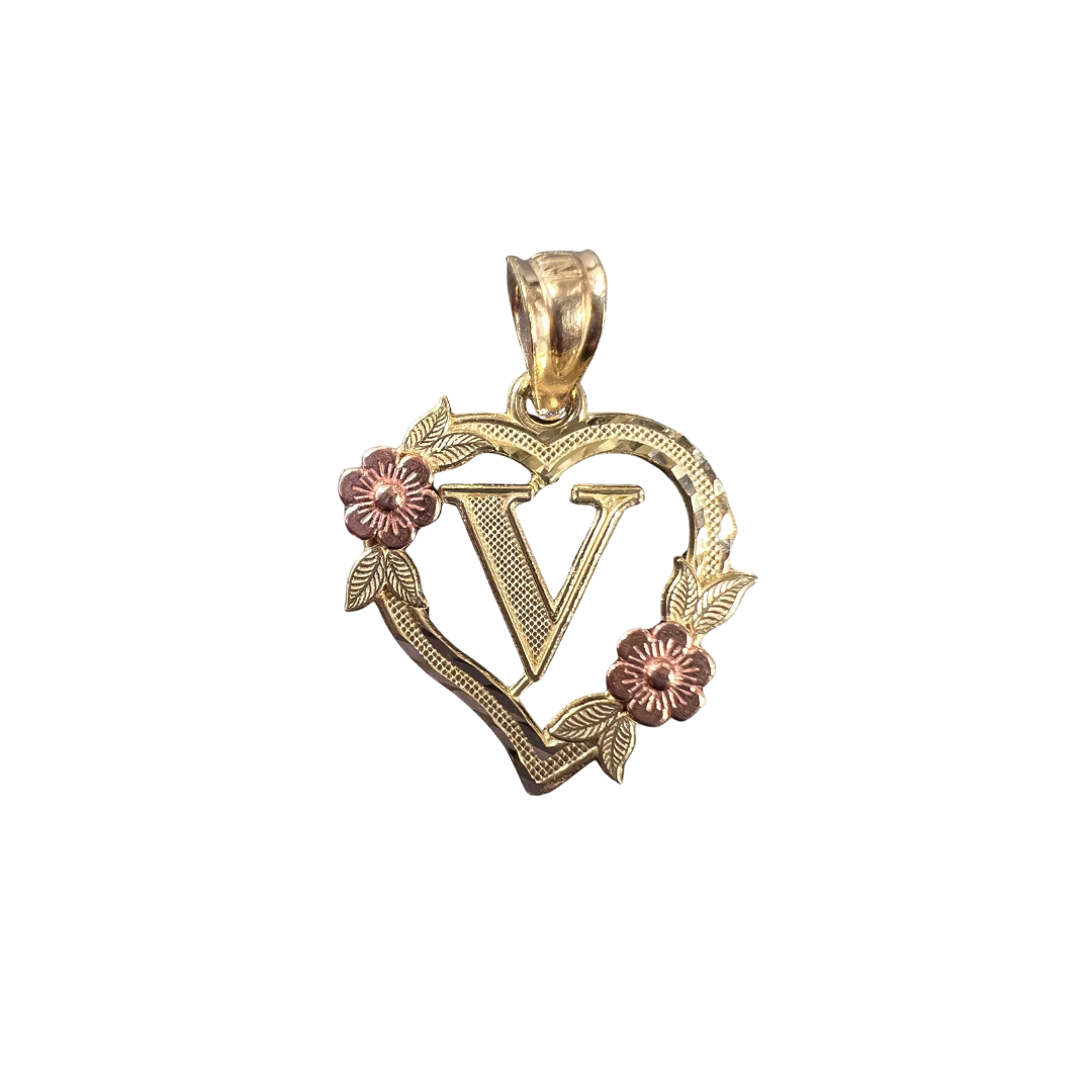 10ky initial letter V pendant heart | GoldBar San Bernardino