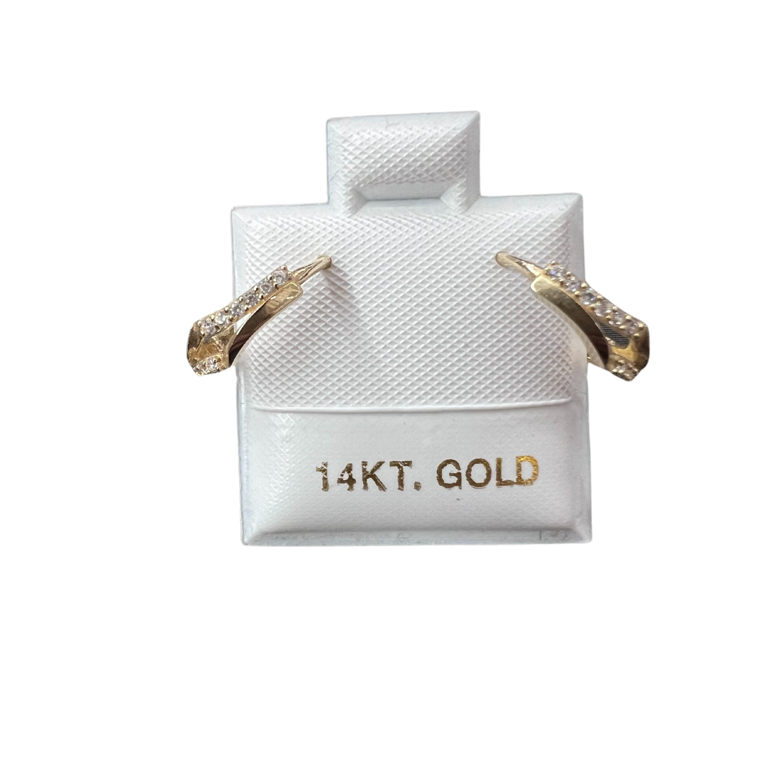 double with cz mini hoop pic 2 10k huggie earrings | GoldBar San Bernardino