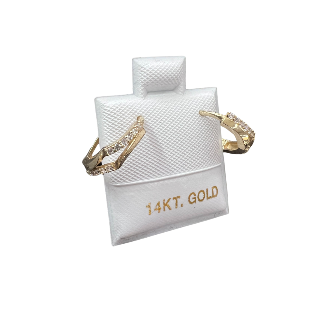 double with cz mini hoop 10k huggie earrings | GoldBar San Bernardino