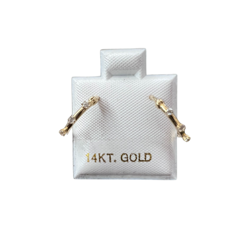 small cz on mini hoops pic 2 10k huggie earrings | GoldBar San Bernardino